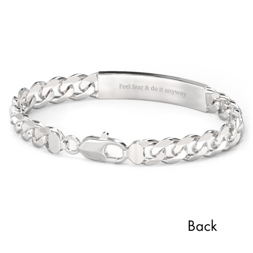 Men’s Engravable 8" Sterling Silver Wide Curb Link ID Bracelet