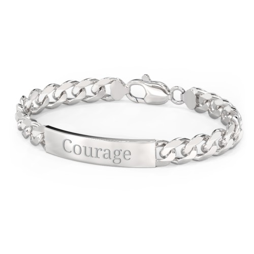 Men’s Engravable 8" Sterling Silver Wide Curb Link ID Bracelet