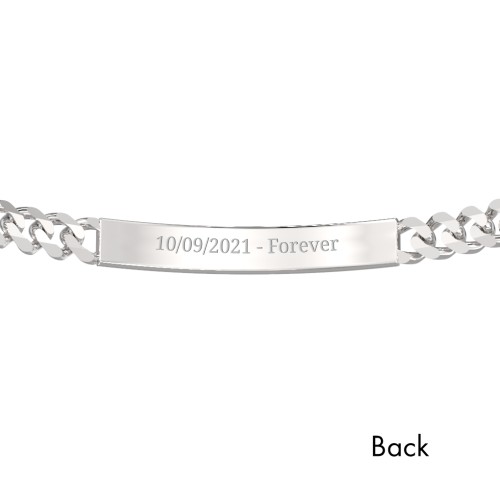 Men’s Engravable 7.5" Sterling Silver Figaro Link ID Bracelet