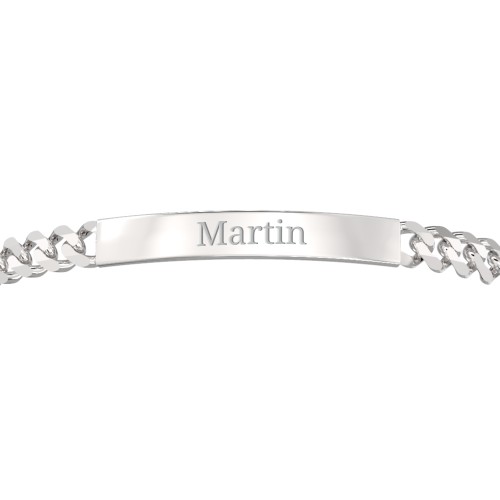 Men’s Engravable 7.5" Sterling Silver Figaro Link ID Bracelet