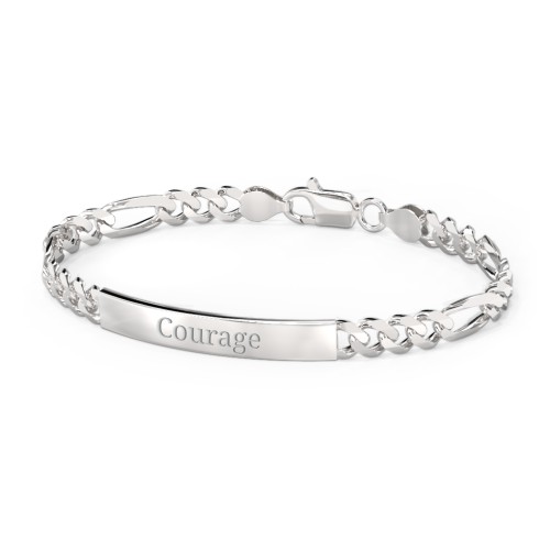 Men’s Engravable 8" Sterling Silver Figaro Link ID Bracelet