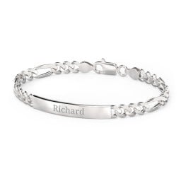 Men’s Engravable 8.5" Sterling Silver Figaro Link ID Bracelet