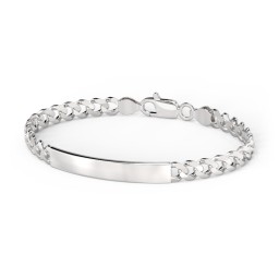 Men’s Engravable 8" Sterling Silver Curb Link ID Bracelet