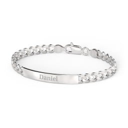 Men’s Engravable 8.5" Sterling Silver Curb Link ID Bracelet