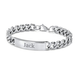 Men’s Engravable 8.5" Stainless Steel Curb Link ID Bracelet in Stainless Steel