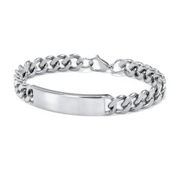 Men’s Engravable 8.5" Stainless Steel Curb Link ID Bracelet in Stainless Steel