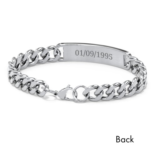 Men’s Engravable 8.5" Stainless Steel Curb Link ID Bracelet