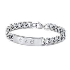 Men’s Engravable 8.5" Stainless Steel Curb Link Fraternity ID Bracelet – Stainless Steel