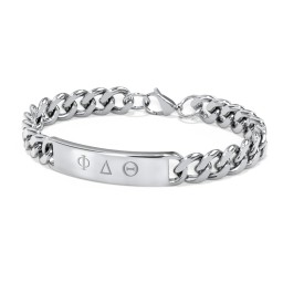 Men’s Engravable 8.5" Stainless Steel Curb Link Fraternity ID Bracelet in Stainless Steel