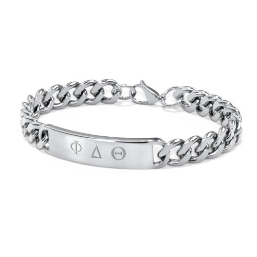Men’s Engravable 8.5" Stainless Steel Curb Link Fraternity ID Bracelet – Stainless Steel