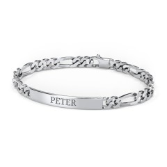 Men’s Engravable 8.25" Stainless Steel Figaro Link ID Bracelet – Stainless Steel