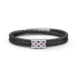 Men’s Sterling Silver Celtic Knot Bracelet With 2 Gemstones in 925 Sterling Silver with Ruby