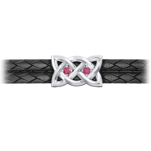 Men’s Sterling Silver Celtic Knot Bracelet With 2 Gemstones – Sterling Silver with Ruby