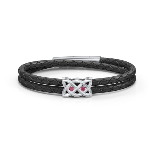 Men’s Sterling Silver Celtic Knot Bracelet With 2 Gemstones – Sterling Silver with Ruby