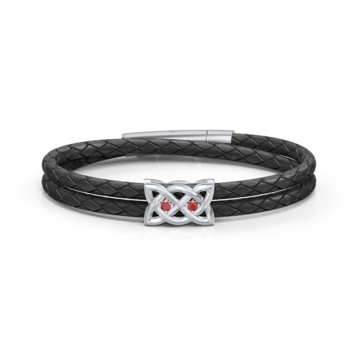 Men’s Sterling Silver Celtic Knot Bracelet With 2 Gemstones – Sterling Silver with Garnet