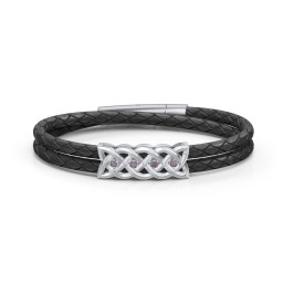 Men’s Sterling Silver Celtic Knot Bracelet With 4 Gemstones in 925 Sterling Silver with Alexandrite