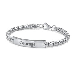 Men’s Engravable 8" Stainless Steel Rounded Chain Link ID Bracelet – Stainless Steel