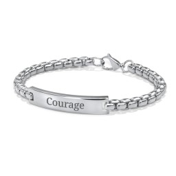 Men’s Engravable 8" Stainless Steel Rounded Chain Link ID Bracelet in Stainless Steel