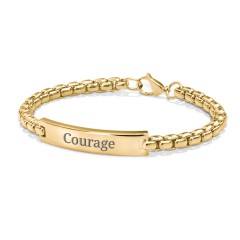 Men’s Engravable 8" Yellow Stainless Steel Rounded Chain Link ID Bracelet – Stainless Steel
