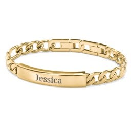 Men’s Engravable & Adjustable Yellow Stainless Steel Curb Link ID Bracelet