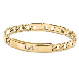 Men’s Engravable & Adjustable Yellow Stainless Steel Curb Link ID Bracelet in Stainless Steel
