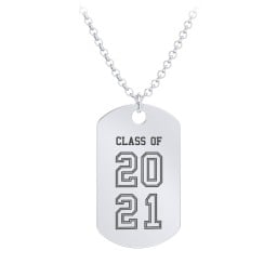 Engravable 2021 Graduation Dog Tag Necklace