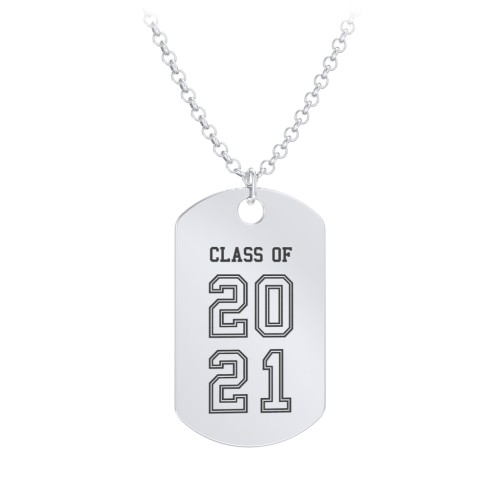 Engravable 2021 Graduation Dog Tag Necklace