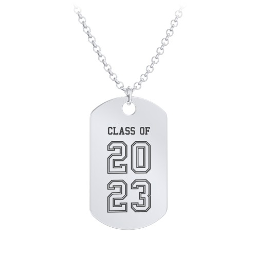 Engravable 2023 Graduation Dog Tag Necklace – Sterling Silver