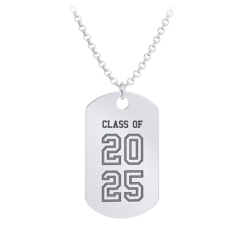 Engravable 2025 Graduation Dog Tag Necklace