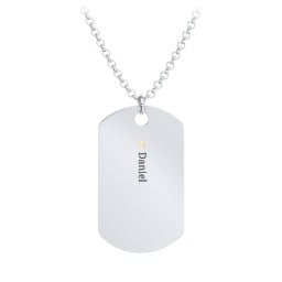 Men's Engravable Dog Tag Necklace with 1 Birthstone