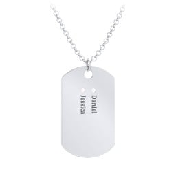 Men's Engravable Dog Tag Necklace with 2 Birthstones