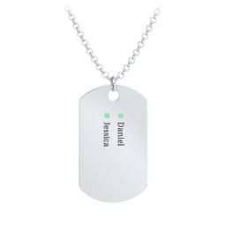 Men's Engravable Dog Tag Necklace with 2 Birthstones