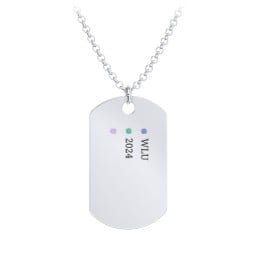 Men's Engravable Dog Tag Necklace with 3 Birthstones