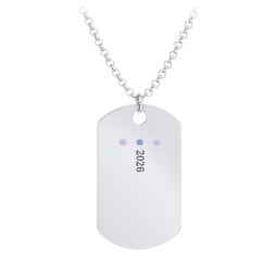 Men's Engravable Dog Tag Necklace with 3 Birthstones