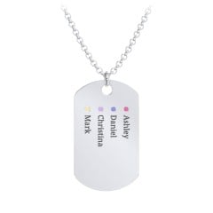 Men's Engravable Dog Tag Necklace with 4 Birthstones