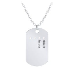 Men's Engravable Dog Tag Necklace with 4 Birthstones