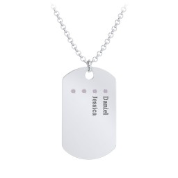 Men's Engravable Dog Tag Necklace with 4 Birthstones in 925 Sterling Silver with Alexandrite