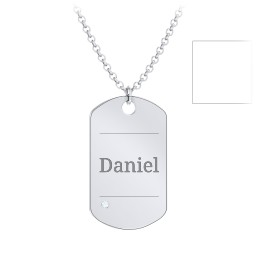 Men's Engravable Dog Tag Necklace With Accent