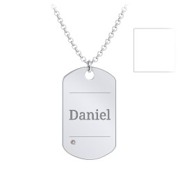 Men's Engravable Dog Tag Necklace With Accent