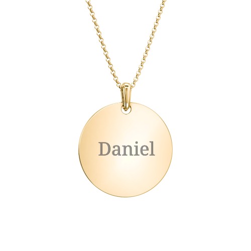 Men's Engravable Disc Necklace – 9kt Yellow Gold
