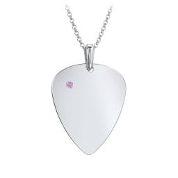 Men's Engravable Guitar Pick Fraternity Necklace with Gemstone