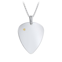 Men's Engravable Guitar Pick Fraternity Necklace with Gemstone