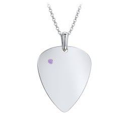 Men's Engravable Guitar Pick Fraternity Necklace with Gemstone