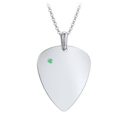 Men's Engravable Guitar Pick Fraternity Necklace with Gemstone