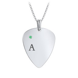 Men's Engravable Guitar Pick Fraternity Necklace with Gemstone