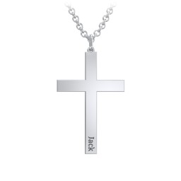 Men's Classic Engravable Cross Necklace in 925 Sterling Silver