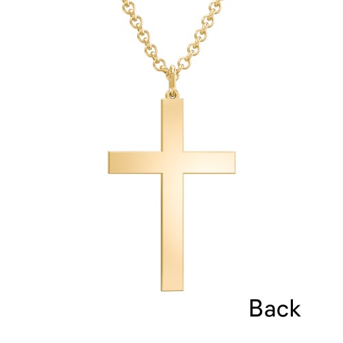 Men's Classic Engravable Cross Necklace – 9kt Yellow Gold