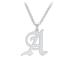 Men's Gothic Initial Pendant Necklace - A
