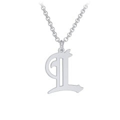 Men's Gothic Initial Pendant Necklace - L