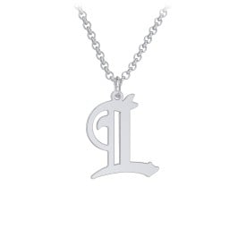 Men's Gothic Initial Pendant Necklace - L
